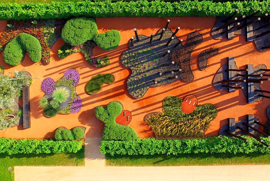 Aerial view of Taylor Cullity Lethlean’s garden Cultivated by Fire, Australia’s contribution to the 2017 International Horticultural Exhibition (Internationale Gartenausstellung) in Berlin.

