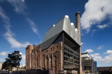 The architects retained the facade of the former Kent Brewery, designed by Maurice Halligan and F. H. B. Wilton and constructed in 1912.