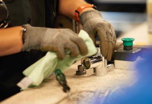 Vola's production line is based on “lean” principles of manufacturing and each tap is built to order.