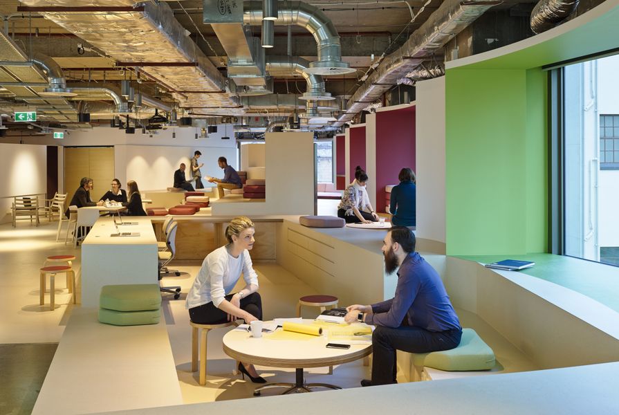 BVN Donovan Hill's new workplace features raised benches which act as theatre seating as well as informal meeting places.