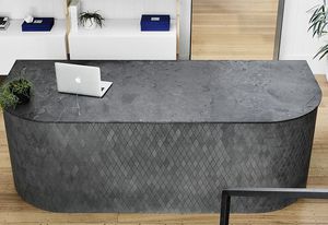 The new reception desk in the Artedomus Melbourne showroom made with a Magnesia top and Polardur diamond mosaics.