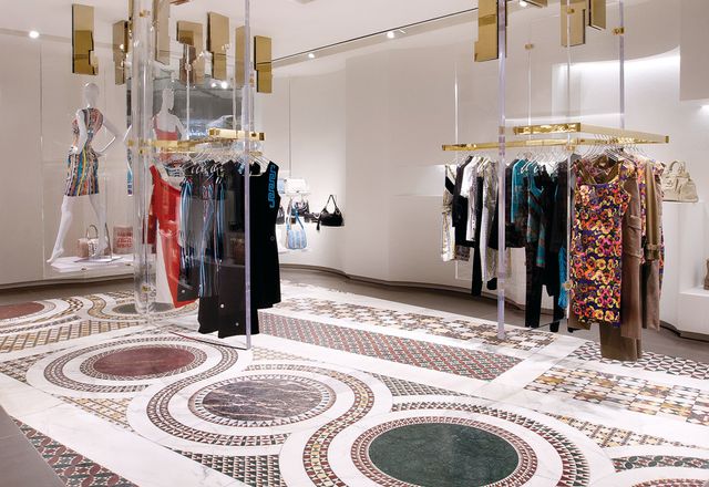 The marble inlay in the floor is a direct reference to italy’s architectural history.