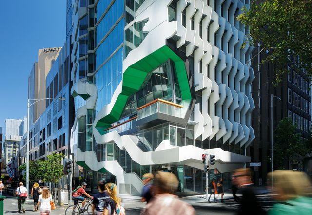 Lyons’ 41X in Melbourne – a hybrid public–commercial building that serves as a new public face for the Australian Institute of Architects.