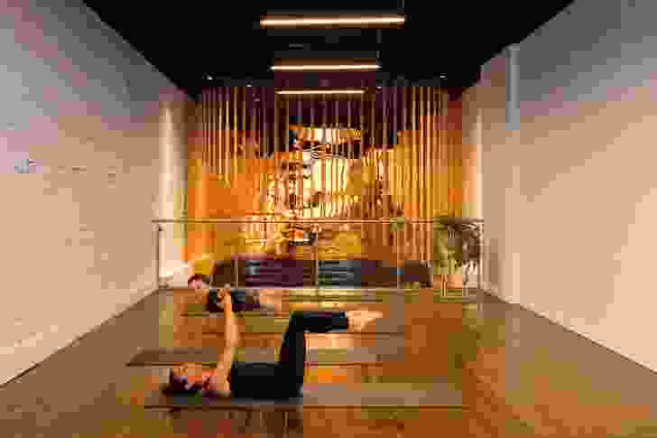 The installation re-energizes guests using the pilates studio on the mezzanine floor.