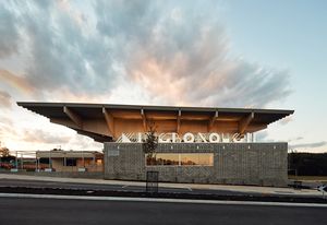 The centre is topped by a grand, cantilevering, 40-square-metre parasol structure. It is civic in scale, providing a powerful marker in the landscape.