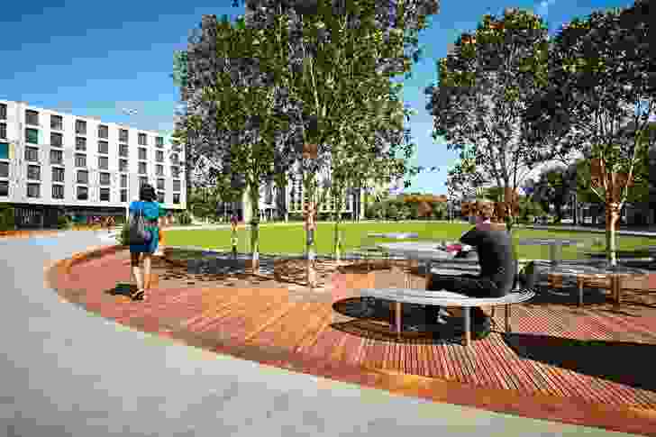 Designed by TCL, the Eastern Precinct Landscape at Monash University’s Clayton campus provides flexible open space for on-campus activities