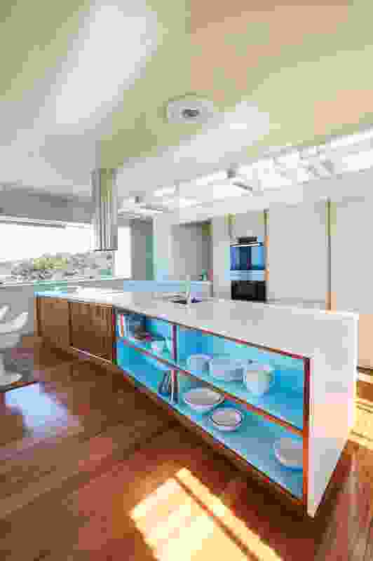 The kitchen is detailed with a beach house sensibility.