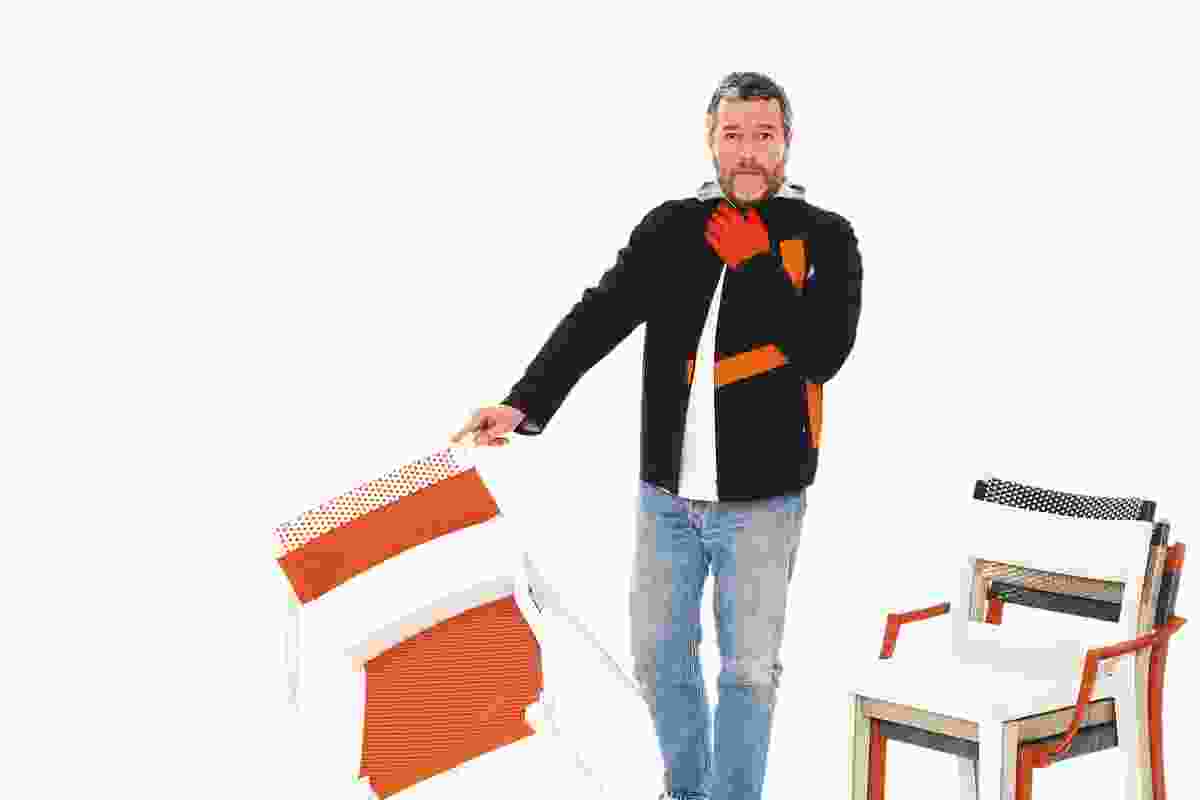 Philippe Starck pictured in a promo shot for his Play chair collection. Starck is a talented designer with the business and marketing nous to back it up.  