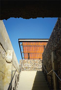 Looking up the Bund Wall Stair to the Grasslands Pavilion. Image: Choi Ropiha