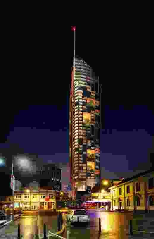 The tower designed by Xsquared Architects, located on Davey Street.