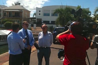 Lawrence Nield (right) with Northern Territory minister Peter Chandler (left).