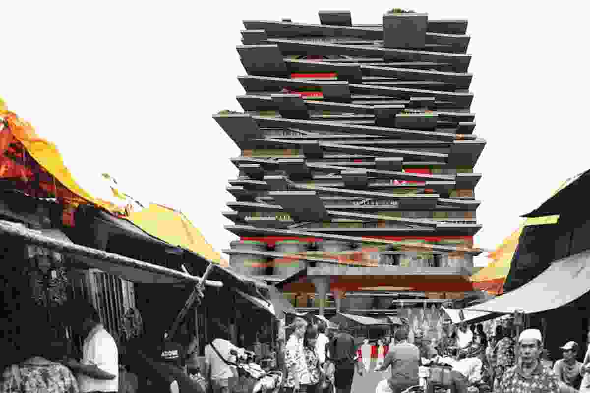Vertical informal settlement and waste recycling centre, Jakarta, Indonesia.
