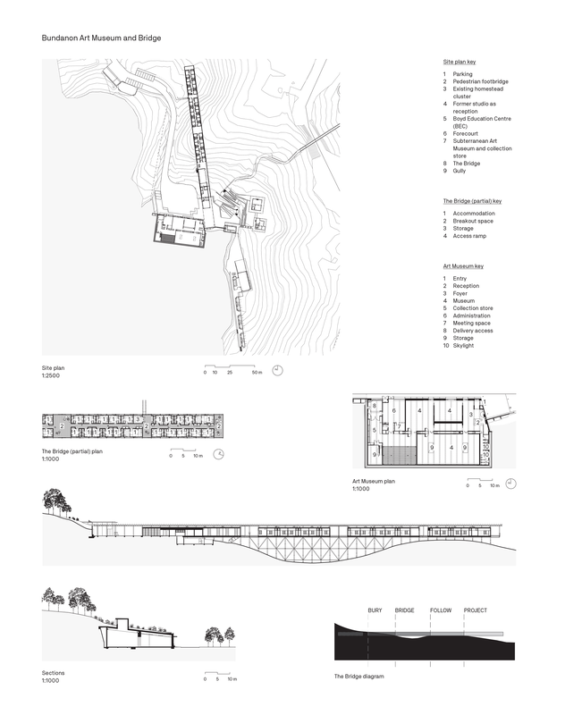 Plans of Bundanon Art Museum and Bridge.