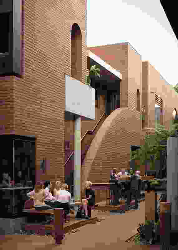 The distinctive brickwork in Richards and Spence’s design respects the laneway’s history and is robust enough for the shared pedestrian and vehicle zones.