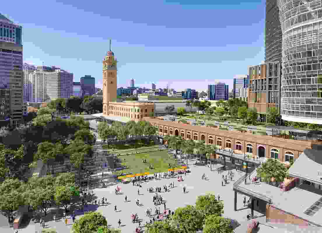 Proposed designs for a new square at Central Station by Architectus and Tyrrell Studio.