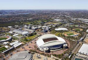 Indicative image of the redeveloped Stadium Australia by Cox Architecture, a project now dropped.