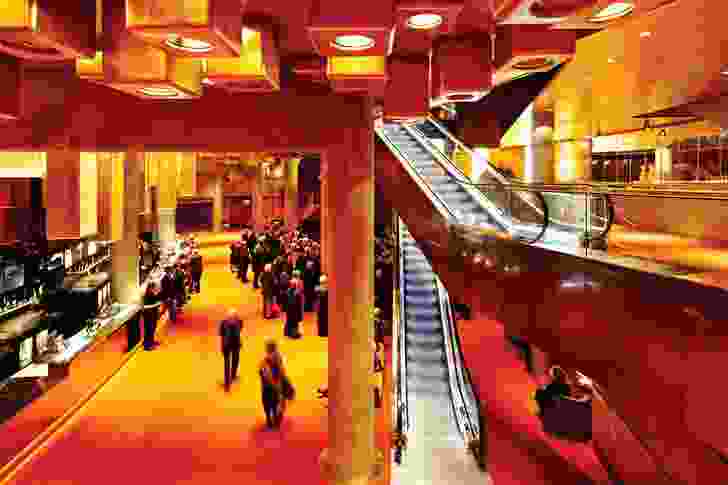 Escalators now descend directly into the entry foyer.