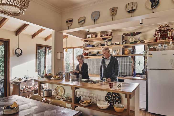 The kitchen and dining areas of the original house were flipped to create better flow from front to back