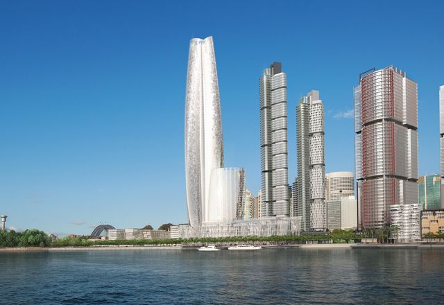 The under construction Crown Resorts casino at Barangaroo by Wilkinson Eyre.