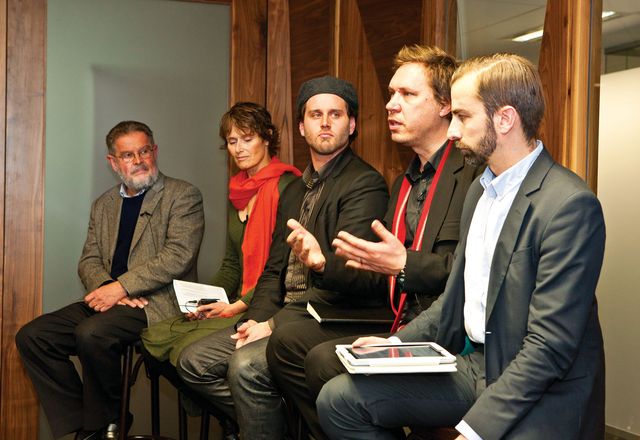 Hewett talks about the importance of an integrated design strategy for shaping the future of cities at AA Roundtable 07. (L–R): Harold Guida, Catherine Townsend, Stuart Candy, Ben Hewett and Timothy Moore. 