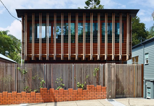 The home’s expressed joists give insight into its tectonics and create a striking facade that facilitates engagement with the street.