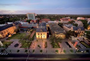 South Australian Museum (left) and Art Gallery of South Australia (right) along the revitalized North Terrace by Taylor Cullity Lethlean and Peter Elliott Architecture and Urban Design.