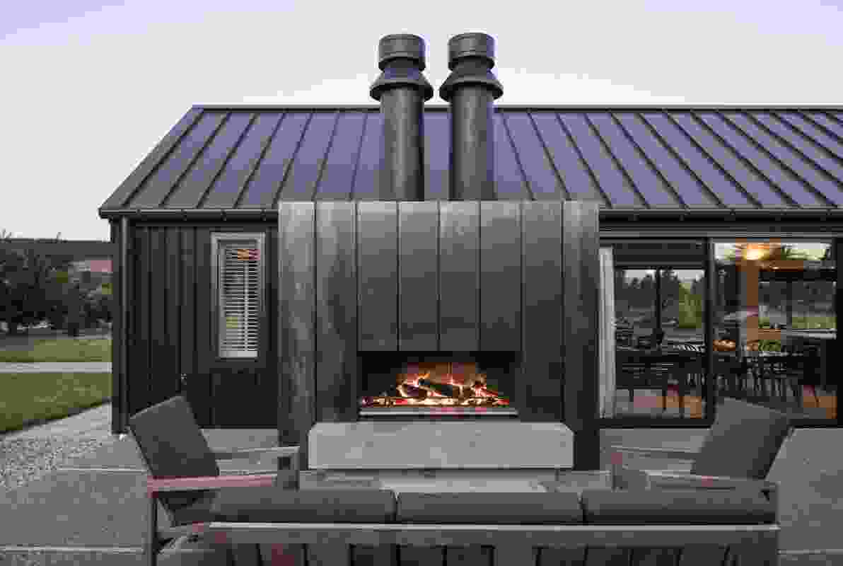 The Escea outdoor fireplace is ideal for cooler nights.