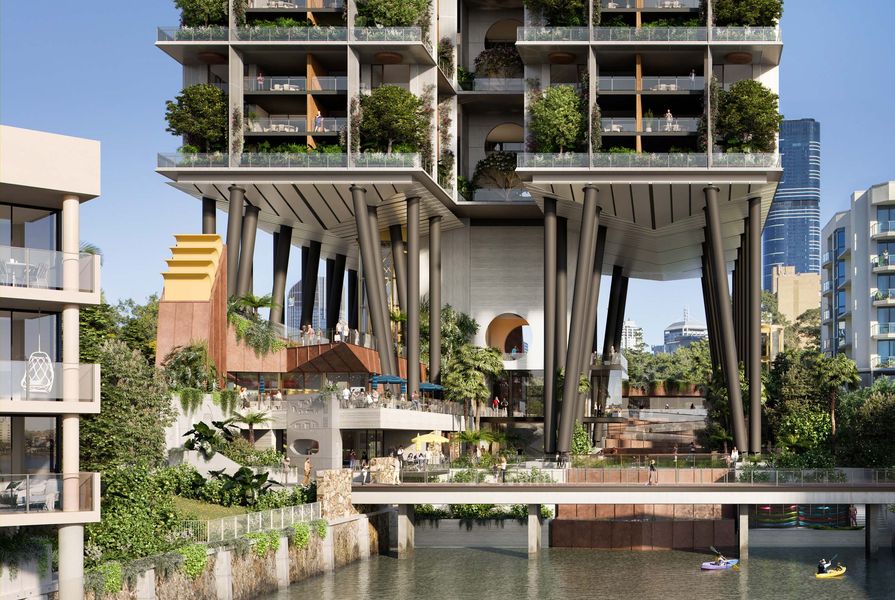 Tower on stilts proposed for Brisbane waterfront ArchitectureAu