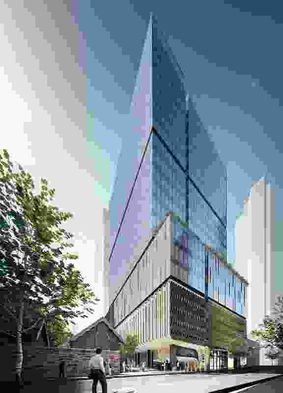The proposed 22-storey tower the Wesley Place site by Cox Architecture.