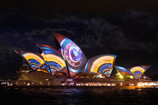 2013 lighting projections on the sails of the Sydney Opera House.