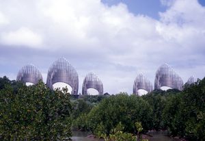 The Jean-Marie Tjibaou Cultural Centre in New Caledonia by Renzo Piano Building Workshop (1998).