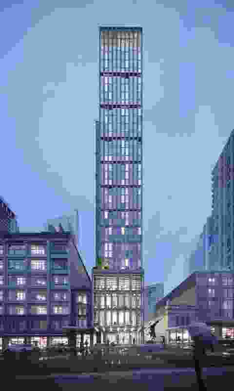 Crone's design for the 35-storey hotel tower at Sydney’s Pitt Street.