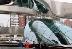 Jimmy Carter, Marni Reti, Gumji Kang, Kate Shepherd and Nicholas Souksamrane at the Fenix Museum of Migration by MAD Architects in Rotterdam.