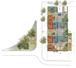 The winning scheme in the Adelaide Affordable Eco-Housing Competition by Troppo Architects Adelaide. Level 1 plan. 