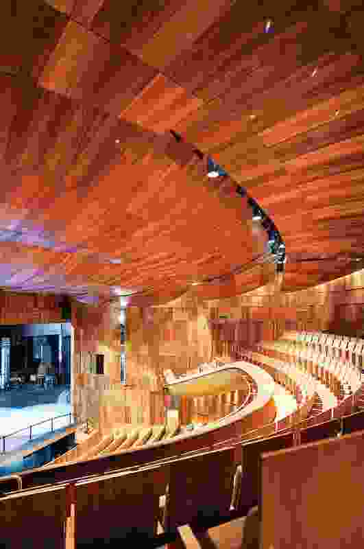 The interior of the main theatre is encased in Tasmanian blackwood.