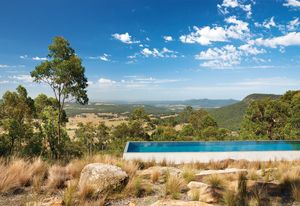 The above-ground concrete pool was designed by architects James Stockwell and Jonathan Temple.