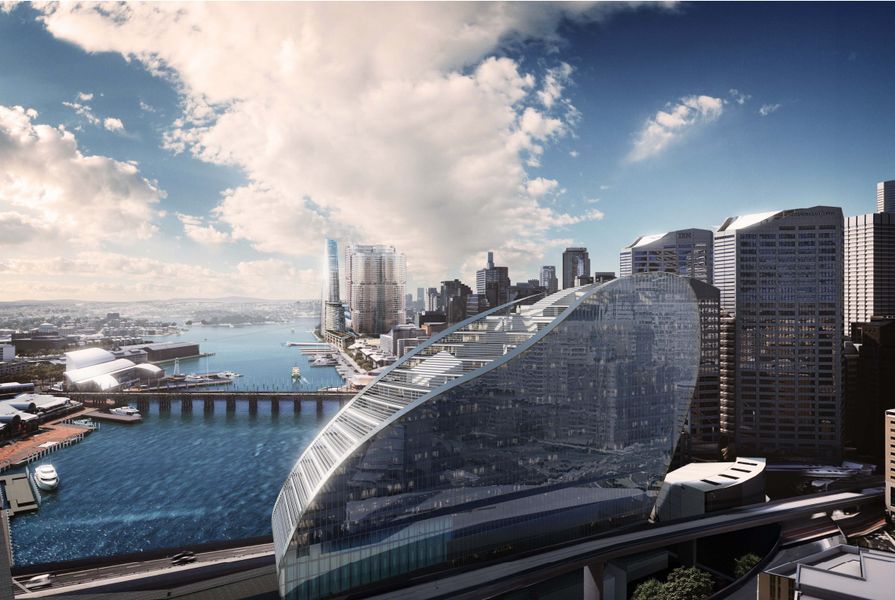 In addition to an IMAX cinema, the new proposal for the Ribbon by Hassell will house a hotel.
