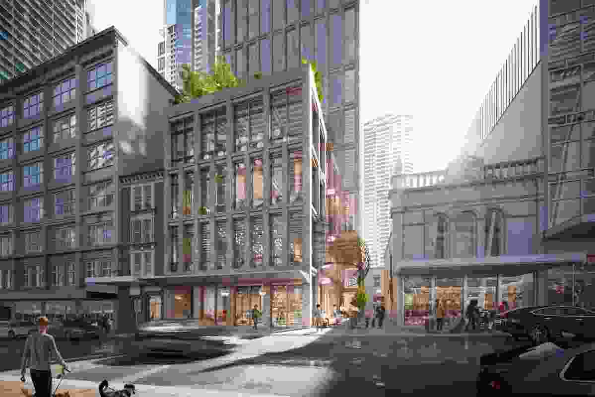 Crone's design for the 35-storey hotel tower at Sydney’s Pitt Street.