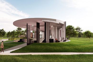 Serpentine Pavilion 2020 designed by Counterspace, Design Render, Exterior View.