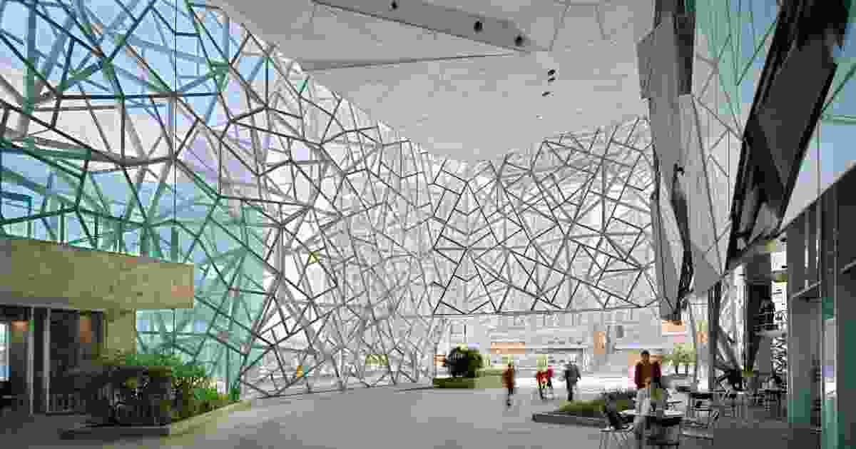 The atrium of Federation Square by Lab Architecture Studio and Bates Smart.
