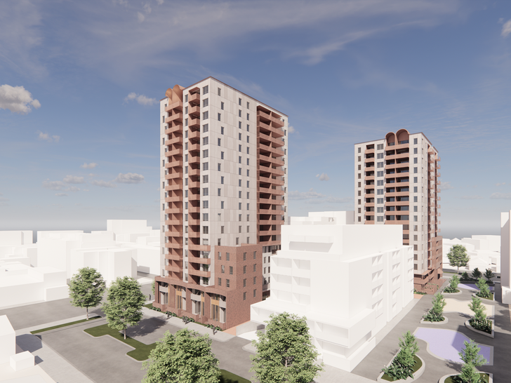 The two new towers will replace the site's existing 1960s red brick buildings.