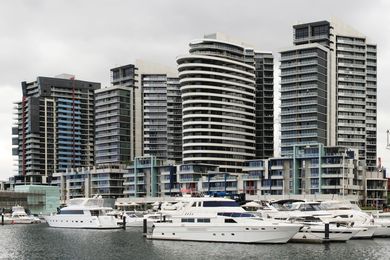 Melbourne Docklands area, taken from the terraces of Etihad Stadium by Adam.J.W.C., licensed under CC BY-SA 2.5